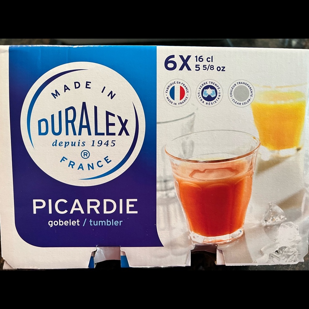 30 NEW Duralex 5 5/8 oz glass tumblers. (Sold in sets of 6)